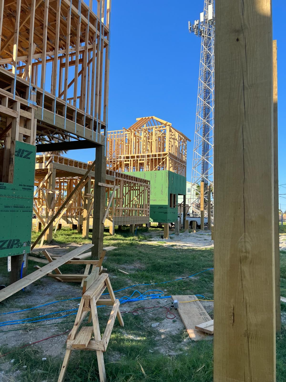 House wrap and framing during construction